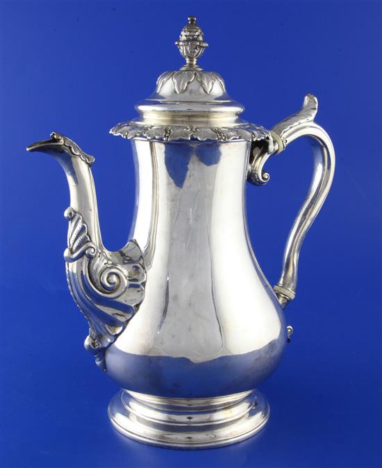 A William IV Scottish silver baluster coffee pot by James McKay, gross 30 oz.(-)